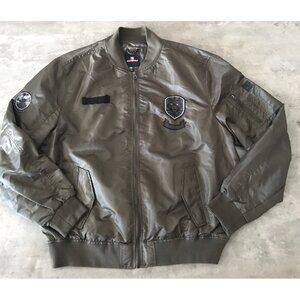 Mens Southpole Jacket XXL Green Patches Tiger Streetwear Hip Hop Flight Grunge